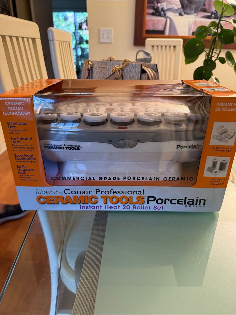 Conair Professional Porcelain Ceramic 20-Roller Instant Heat Set — White/Orange
